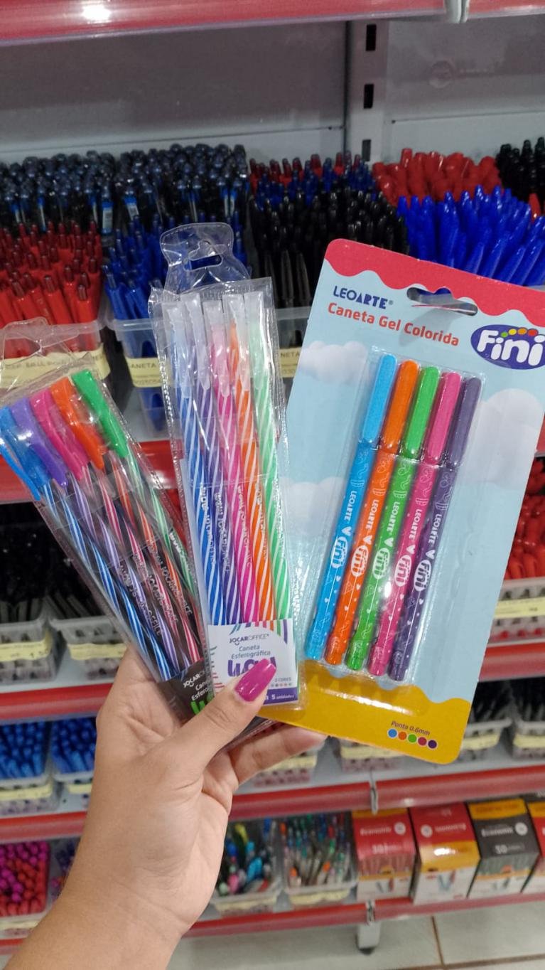 Canetas gel coloridas LeoArte Fini na Papelaria Popular
