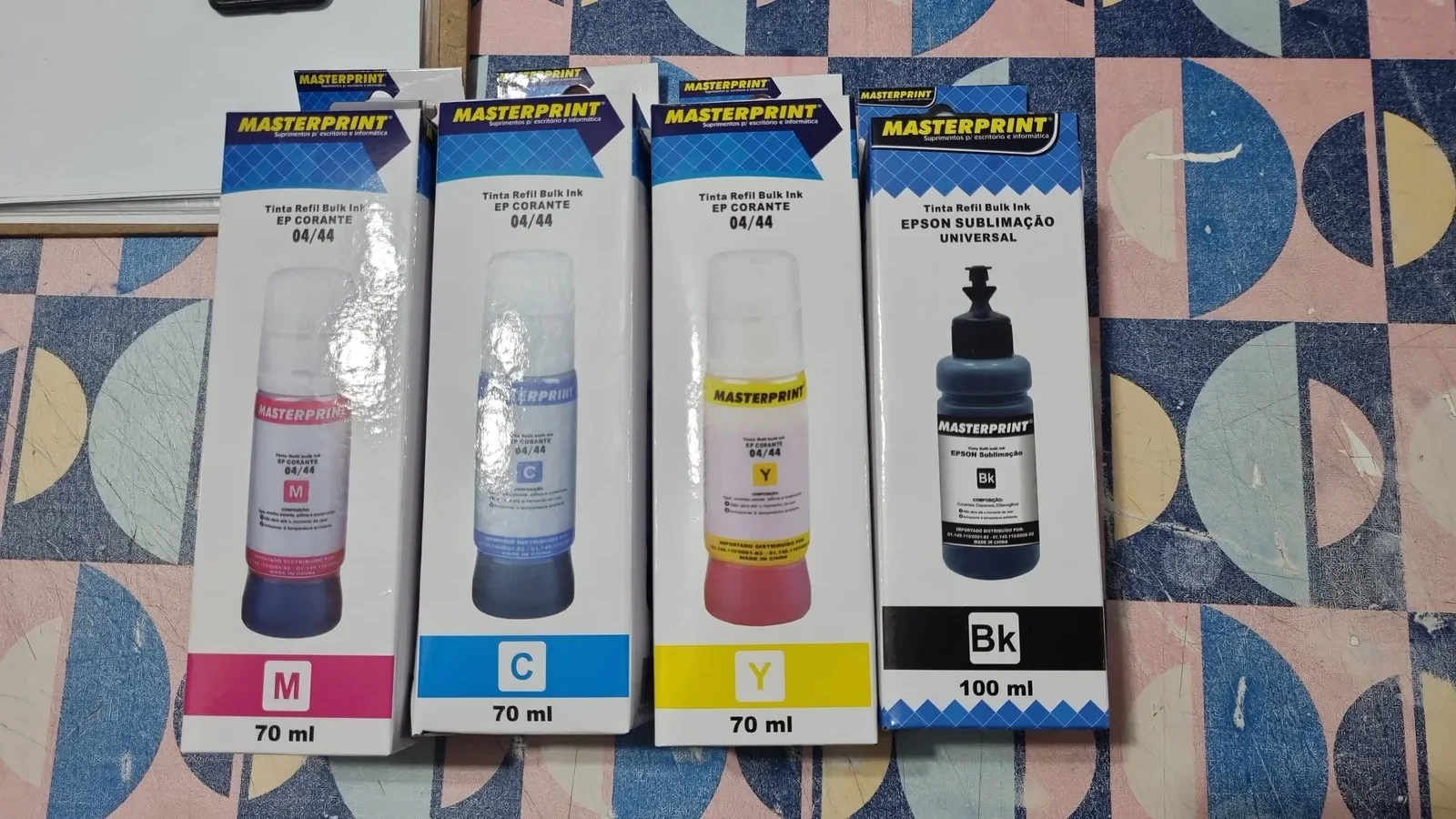Tinta para impressora kit CMYK masterprint na Papelaria Popular em Vilhena