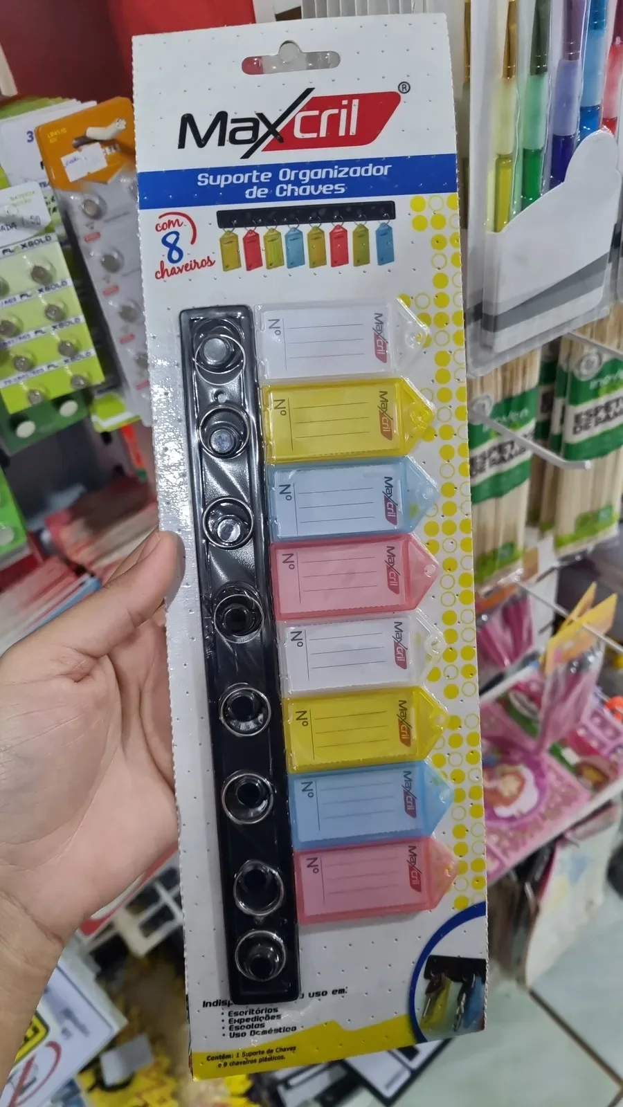 Identificadores de chave coloridos na Papelaria Popular em Vilhena