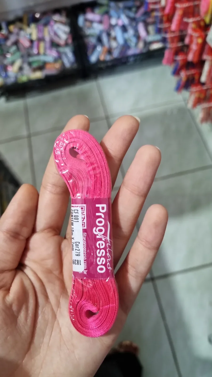 Fita de cetim Progresso rosa na Papelaria Popular em Vilhena