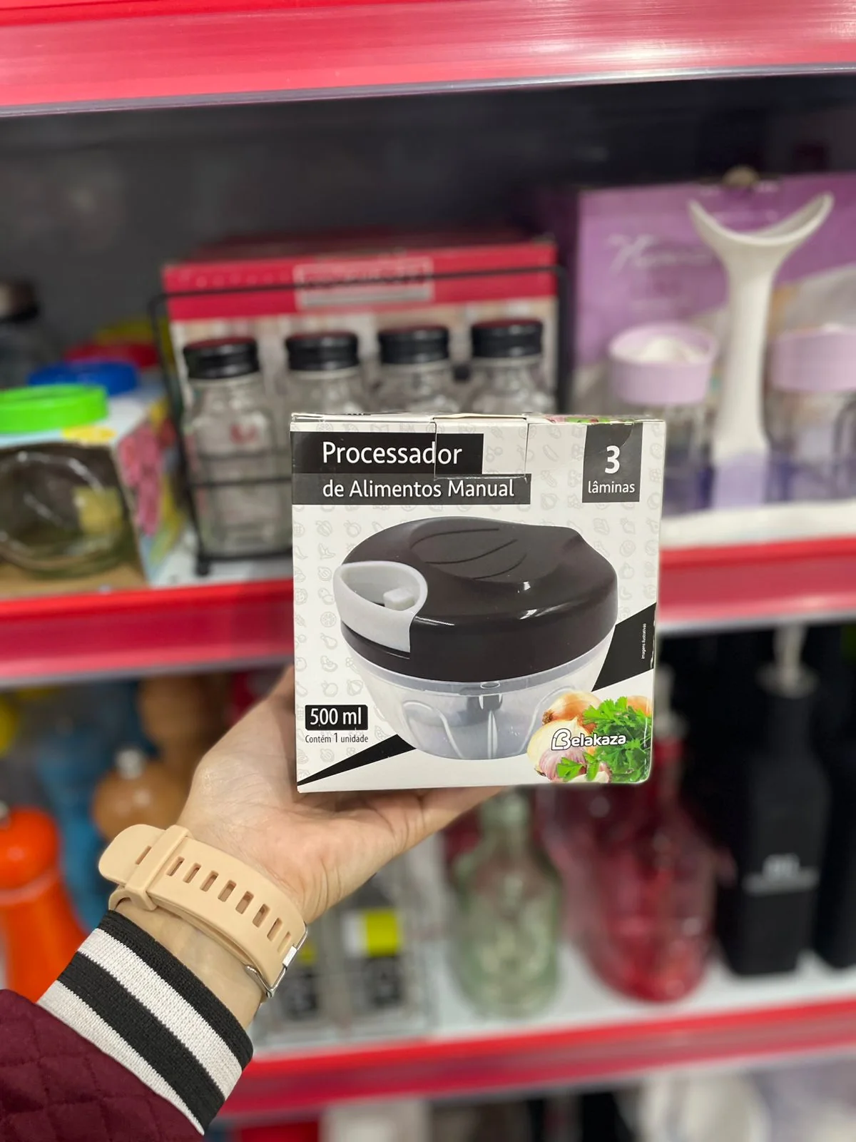 Processador manual de alimentos de 500 ml na Papelaria Popular em Vilhena